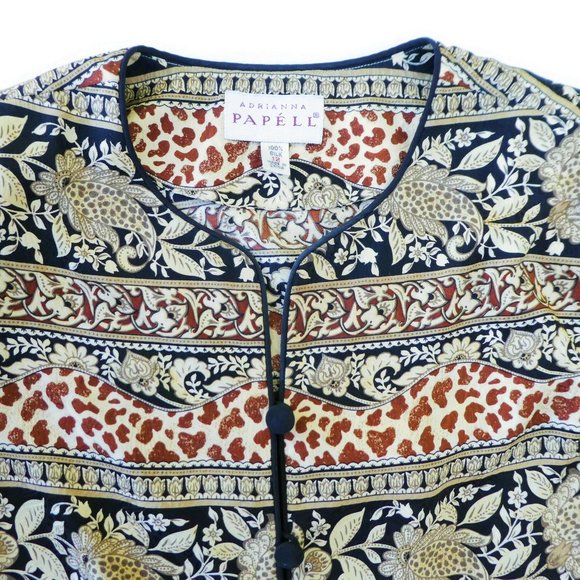 SiLK Vintage 80s Blazer Jacket Mixed Animal Floral Side Vents Modesty Panel 12 - Picture 5 of 8